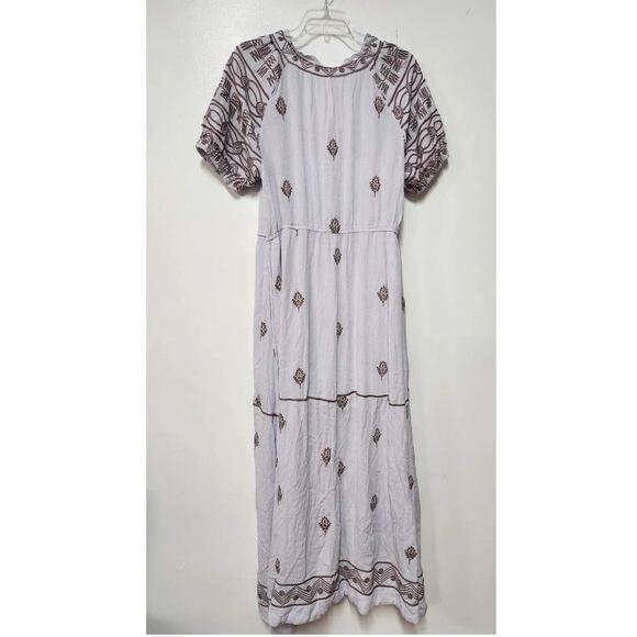 New Free People Riley Embroidered Button Front Midi Dress $188 SMALL Stardust - Picture 4 of 5
